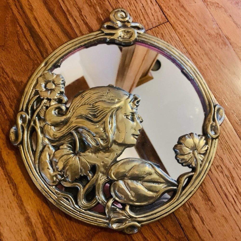 Vintage Art Deco Brass Mirror